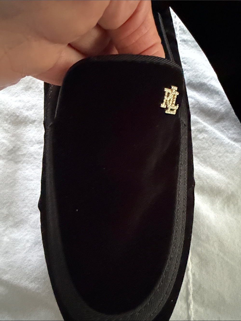 Ralph Lauren Black Velvet Slip-On Loafers with Gold RL Accent -never worn! - Picture 2 of 4